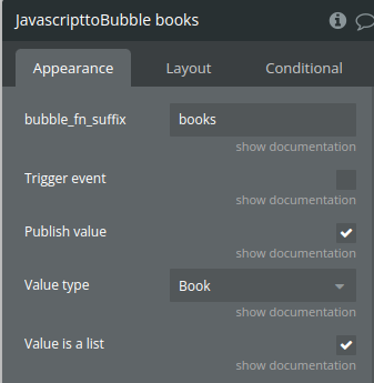 javascript to bubble properties
