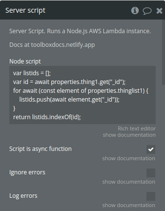 Server script properties
